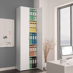 vidaXL Dulap de birou, alb, 60x32x190 cm, lemn prelucrat