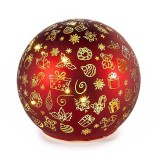 Sfera decorativa Craciun sticla rosie aurie cu led YT &Oslash; 10 cm x 9 H