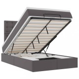 Cumpara ieftin Cadru pat otoman cu saltea gri 120x190 cm piele artificiala