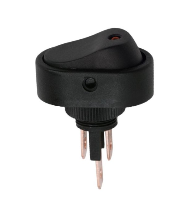Interupator basculant 1 circuit 12V 20A OFF-ON LED rosu cu retinere 2 pini
