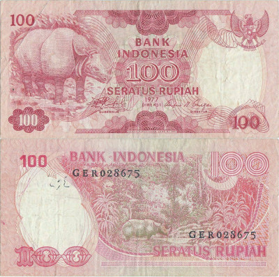 1977, 100 Rupiah (P-116) - Indonezia foto
