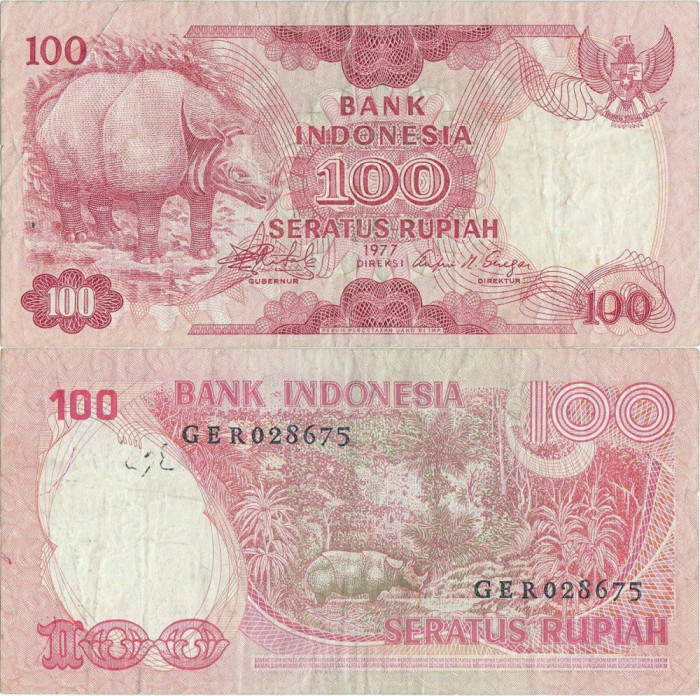 1977, 100 Rupiah (P-116) - Indonezia
