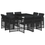 Cumpara ieftin Set mobilier de gradina cu perne, 9 piese, negru, poliratan