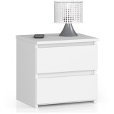 Comoda Noptiera Alb 40x35x40 cm, 2 Sertare, Placa Laminata, Akord Furniture Factory - Dormitor/Living