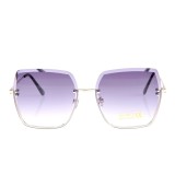 Ochelari de soare oversized cu lentile mov degrade si rame aurii subtile