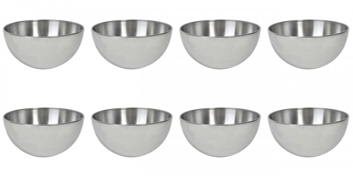 Set boluri, 8 piese, 900 ml, Metal, Argintiu