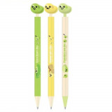 Pix AIHAO, Varf 0.5 mm, Scriere Albastra, Model Green Bean, Retractabil, Corp Plastic Verde/Galben, Pixuri pentru Copii, Pix pentru Copii, Pixuri Scoa