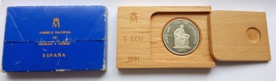 SV * Spania 5 EQU 1991 * AVERROES * ARGINT * in caseta originala * AUNC+ / ex BU foto