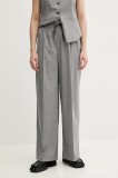 Samsoe Samsoe pantaloni SARILA culoarea gri, lat, high waist, F25200049