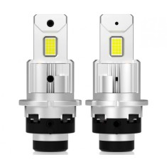 Set 2 Becuri LED D4S/R Auto, 75w, 30.000 Lumeni, Lumina Alba 6500K, 12-24 Volti, CSP, Canbus, Radiator Aluminiu AutoREY&reg; Premium