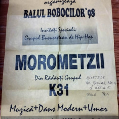 AMS# - AFIS/POSTER BALUL BOBOCILOR GRUPUL HIP-HOP MOROMETZII SUCEAVA 1998