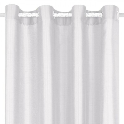 Perdea Decorativă Faux Silk, Culoare Alb, Dimensiune 140x260cm, Inele 4cm, Poliester foto