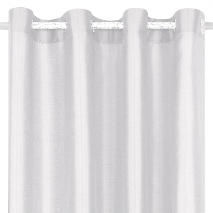 Perdea Decorativă Faux Silk, Culoare Alb, Dimensiune 140x260cm, Inele 4cm, Poliester