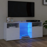 Comodă TV cu lumini LED, alb extralucios, 120x30x50 cm, vidaXL