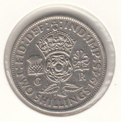 MAREA BRITANIE ANGLIA - 2 SHILLINGS 1945 , Ag500, LM1.45 foto