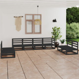 Set mobilier de gradina, 8 piese, negru, lemn masiv de pin GartenMobel Dekor, vidaXL
