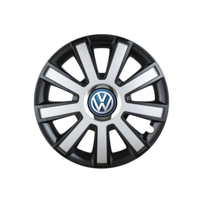 Set 4 capace roti Flash Gri-Negru R14 pentru gama auto Volkswagen