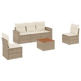 Cumpara ieftin Set canapele de gradina cu perne, 6 piese, bej, poliratan