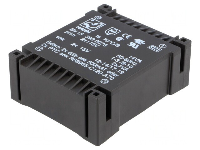 Transformator &Icirc;ncapsulat 14VA 115VAC 15V 467mA