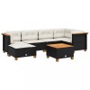 Set canapele de gradina cu perne, 7 piese, negru, poliratan