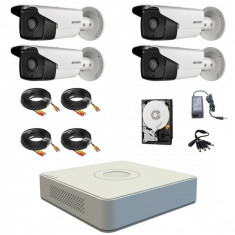 Kit 4 camere supraveghere exterior 1MP, IR 80m, TurboHD + DVR 4 canale 1080p Lite + Sursa + Cablu + Splitter + HDD 500GB foto