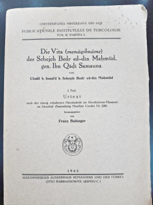 Die Vita (menaqibname) des Schejch Bedr ed-din Mahmud, gen. Ibn Qadi Samauna text in limba araba foto