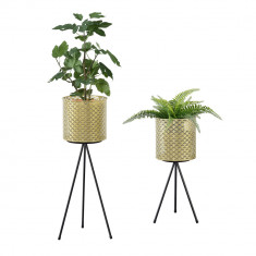 [en.casa]? Suport plante 2 bucati ABMM-2162, metal, negru/auriu, masuri diferite HausGarden Leisure foto