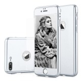 Carcasa 360 telefon Iphone 7 Ultrasubtire Silver Matte Folie Sticla Securizata, iPhone 7/8, Plastic