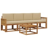 vidaXL Set de canapele de exterior 5 pcs Natural și Bej Poliester 3384979