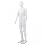 vidaXL Corp manechin masculin, cu suport din sticlă, Alb lucios 185 cm