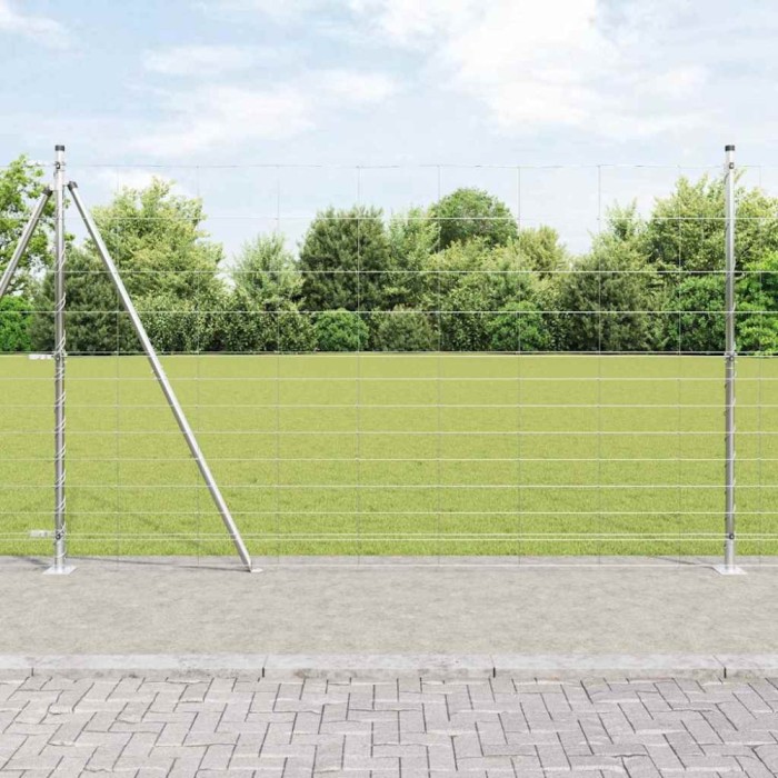 Gard pentru c&acirc;mp Argintiu 25 x 1.5 m Oțel galvanizat
