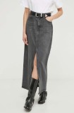 Levi&#039;s fusta jeans culoarea gri, maxi, drept