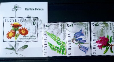 SLOVENIA 2024 flori plante flora serie+ bloc nestampilata MNH foto