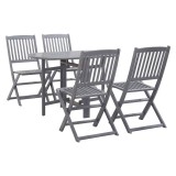 VidaXL Set mobilier de grădină, 5 piese, gri, lemn masiv de acacia