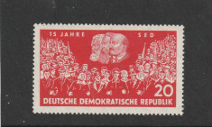 Germania DDR 1961-Aniversare 15 ani SED,dant.,MNH,Mi.821 foto