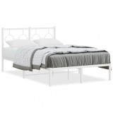 Cumpara ieftin Cadru de pat metalic cu tablie, alb, 120x200 cm
