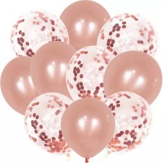 Set 10 baloane cu confetti, Culoare Rose Gold, 30 cm, Ropet foto