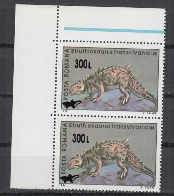 ROMANIA 2001 LP 1559 ANIMALE PREISTORICE SUPRATIPAR PERECHE MNH foto