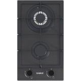 Plita incorporabila Samus PSG-32SMGN1, 2 Arzatoare, Gratar fonta, Latime 29.4 cm, Aprindere electrica, Sticla Nano neagra mata