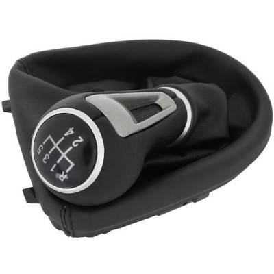 Nuca schimbator de viteze cu manson, Modecar, Piele ecologica, 5 viteze, Compatibil Seat Leon II 05-13, Negru foto