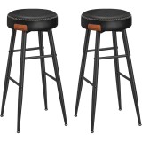 VASAGLE Set 2 scaune bar Ekho, tapitate PU, inaltime sezut 76 cm, 52x76 cm, negru Household NewTrend