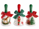 Cumpara ieftin Set 3 clopotei Craciun ceramica textil multicolor 5x10 cm