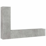 Cumpara ieftin Set dulap TV, 4 piese, gri beton, lemn prelucrat