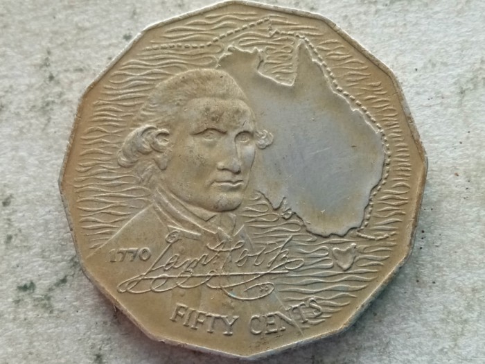 AUSTRALIA-50 CENTS 1970 ( Captain Cook&#039;s Australian Voyage)