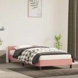 Cadru Pat Roz Catifea cu Tablie, 80x200 cm, Lamele Placaj, Suport Robust - Design Dormitor Elegant si Confortabil
