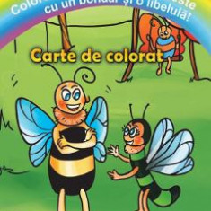 Coloreaza si creeaza o poveste cu un bondar si o libelula! Carte de colorat