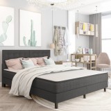 VidaXL Tăblie capitonată, gri &icirc;nchis, 180 x 200 cm, material textil 287474