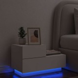 Cumpara ieftin Noptieră cu lumini LED, alb, 70x36x40,5 cm