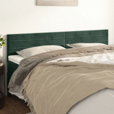 vidaXL Tăblii de pat, 2 buc, verde &amp;icirc;nchis, 90x5x78/88 cm, catifea foto