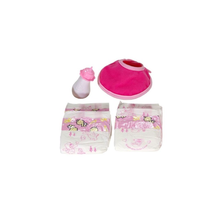 Set de jucarie pentru bebelusi , biberon , bavetica si scutece
